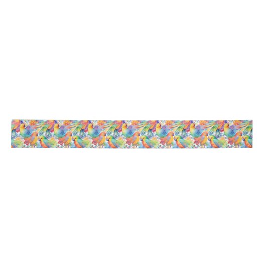 Ruban En Satin Motif Neon budgies (Devant)
