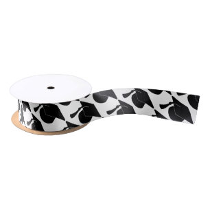 Ruban En Satin Motif noir de casquette d'obtention du diplôme