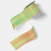 Ruban En Satin Motif orange vert rayé (Dos)