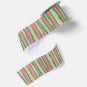 Ruban En Satin Motif pastèque rose et vert aquarelle (Dos)