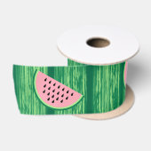 Ruban En Satin Motif pastèque rose et vert aquarelle (Bobine)