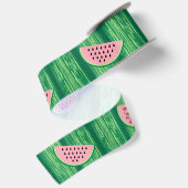 Ruban En Satin Motif pastèque rose et vert aquarelle (Dos)