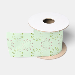 Ruban En Satin Motif pétale rose et vert