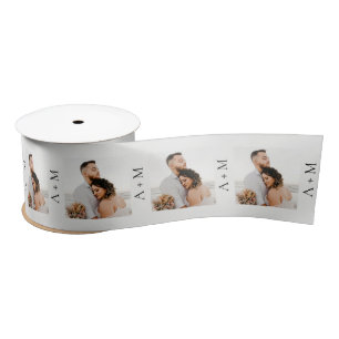 Ruban En Satin Motif photo Carré de bord mariage Monogram Satin R