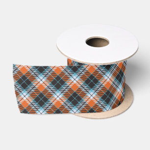 Ruban En Satin Motif Plaid Bleu Orange Automne