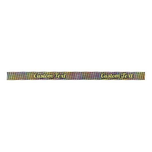 Ruban En Satin Motif Rainbow Houndstooth (Devant)
