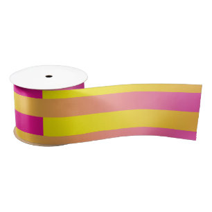 Ruban En Satin Motif rayé rose jaune orange