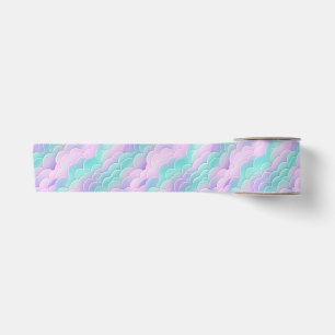 Ruban En Satin Motif répétitif de nuages roses et bleus pastel ka