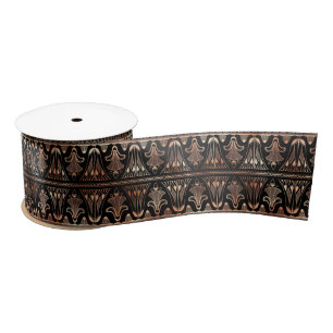 Ruban En Satin Motif rose Gold et Black Floral Art Déco