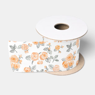 Ruban En Satin Motif rose Peach