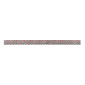 Ruban En Satin Motif rouge noir blanc géométrique folk (Devant)