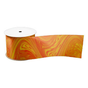 Ruban En Satin Motif rouge orange marbling