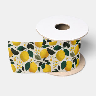 Ruban En Satin Motif sans couture de citron botanique vintage
