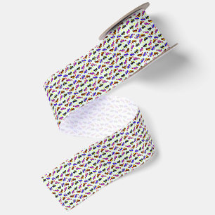 Ruban En Satin Motif sans couture de voiture pixelisée pour anniv