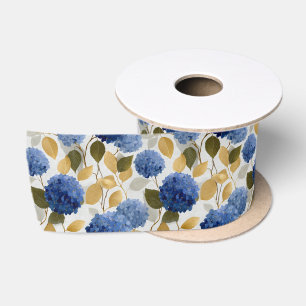Ruban En Satin Motif sans couture d'hortensia bleu élégant