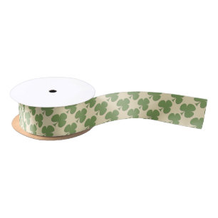 Ruban En Satin Motif Shamrock vert irlandais
