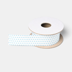 Ruban En Satin Motif simple à pois bleu bébé sur fond blanc