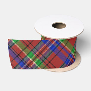 Ruban En Satin Motif Tartan Rouge Vert Bleu Carreaux