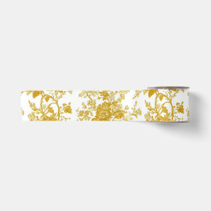 Ruban En Satin Motif Toile Floral Chinoiserie Jaune Jardin 9 P