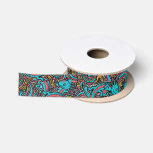 Ruban En Satin Motif tribal aztèque Xolotl Axolotl mythologie boh