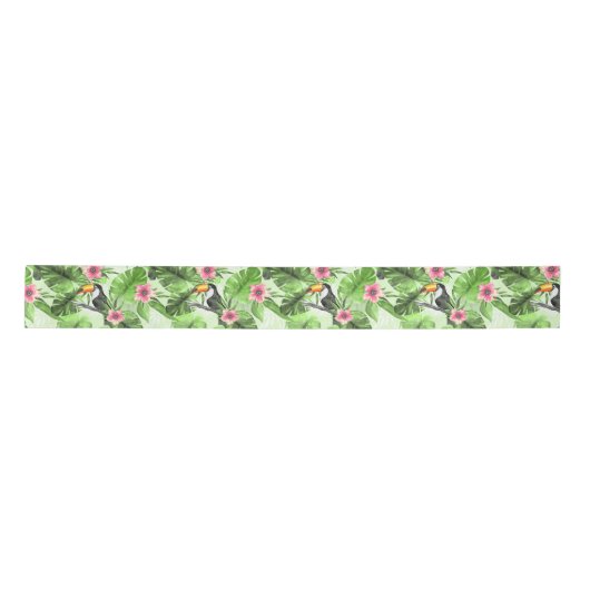 Ruban En Satin Motif tropical avec toucan (Devant)