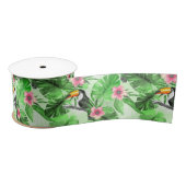 Ruban En Satin Motif tropical avec toucan (Bobine)