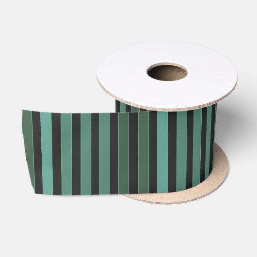 Ruban En Satin Motif uni rayé vert rétro (Bobine)