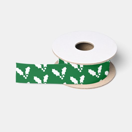Ruban en satin Motif vert et blanc (Bobine)