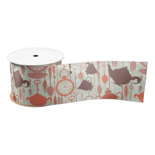 Ruban En Satin Motif vintage de temps de thé