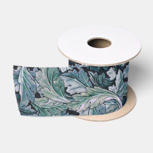 Ruban En Satin Motif vintage feuille d'acanthe bleue de William M
