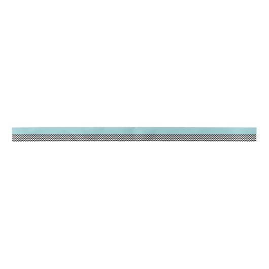 Ruban En Satin Motif Zigzag noir et blanc, Chevron, Bleu (Devant)