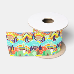 Ruban En Satin Motifs mignons de forêt colorés