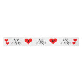 Ruban En Satin Mr. Mrs. Initials Red Hearts 3 INCH (Devant)
