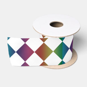 Ruban En Satin Multicolore Diamant Harlequin Damier
