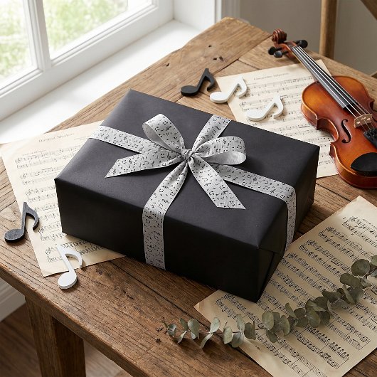 Ruban En Satin Musical Noir 