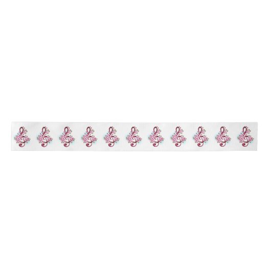Ruban En Satin Musical treble clef notes with sakura flowers (Devant)