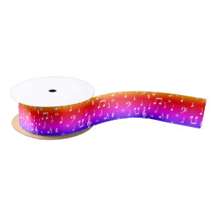 Ruban En Satin musique blanche et arc-en-ciel