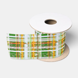 Ruban En Satin MVB Automne Plaid Vert/Orange/Jaune Design
