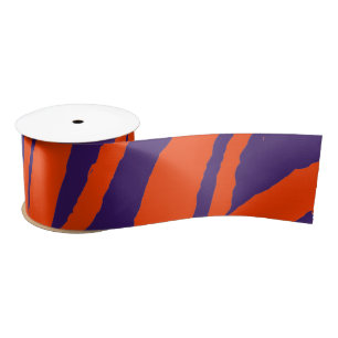 Ruban En Satin MVB Tiger Stripes Design- Orange & Violet