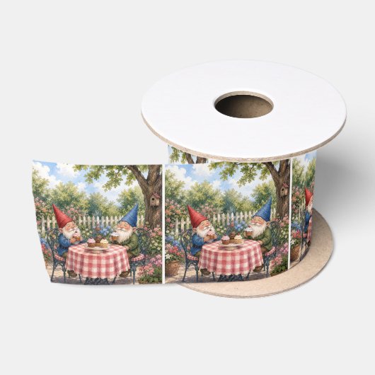Ruban En Satin Nains de jardin mangeant des cupcakes (Bobine)