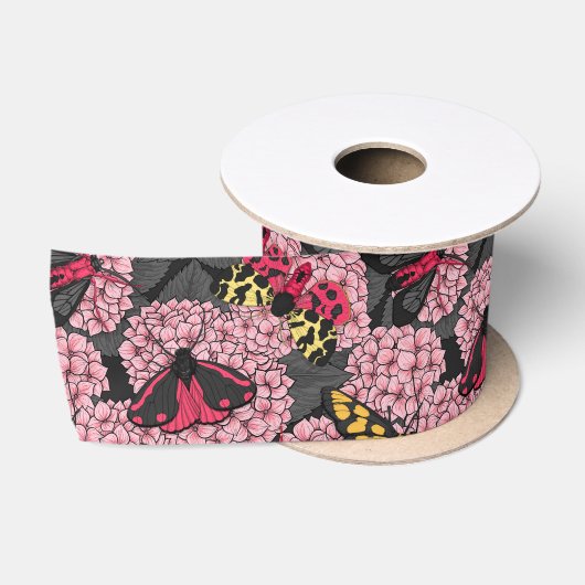 Ruban En Satin Nappes phréatiques à hydrangée rose (Bobine)