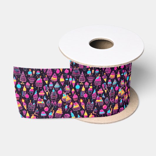 Ruban En Satin Neon Birthday Sweets (Bobine)