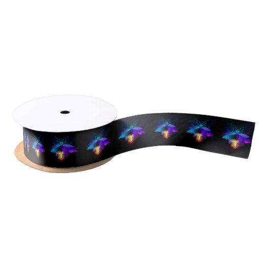 Ruban En Satin Neon Firefly sur noir (Bobine)