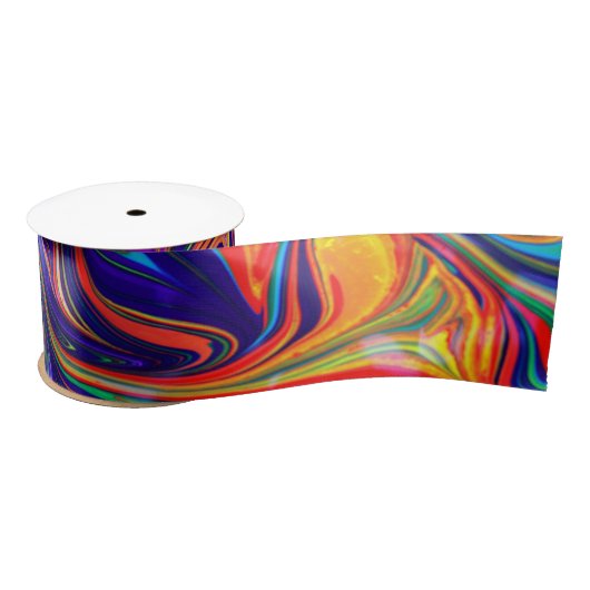 Ruban En Satin Neon - Flèches psychédéliques - Couleurs arc-en-ci (Bobine)