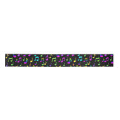 Ruban En Satin Neon Rainbow Notes musicales sur Black (Devant)