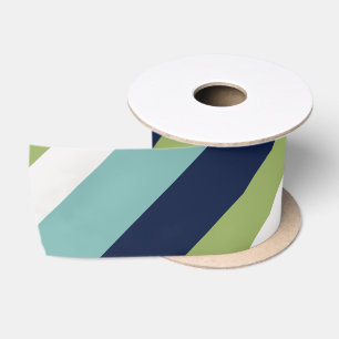 Ruban En Satin Neptune, Coquillages, Green et Navy