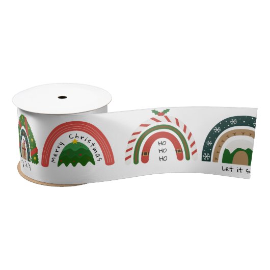 Ruban En Satin Noël Arc-en-ciel laissez neiger (Bobine)