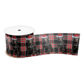 Ruban En Satin Noël Black Labrador chien Red Plaid (Bobine)