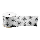 Ruban En Satin Noël Black Snowflakes Motif sans couture (Bobine)