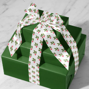 Ruban En Satin Noël blanc Holly Sprigs